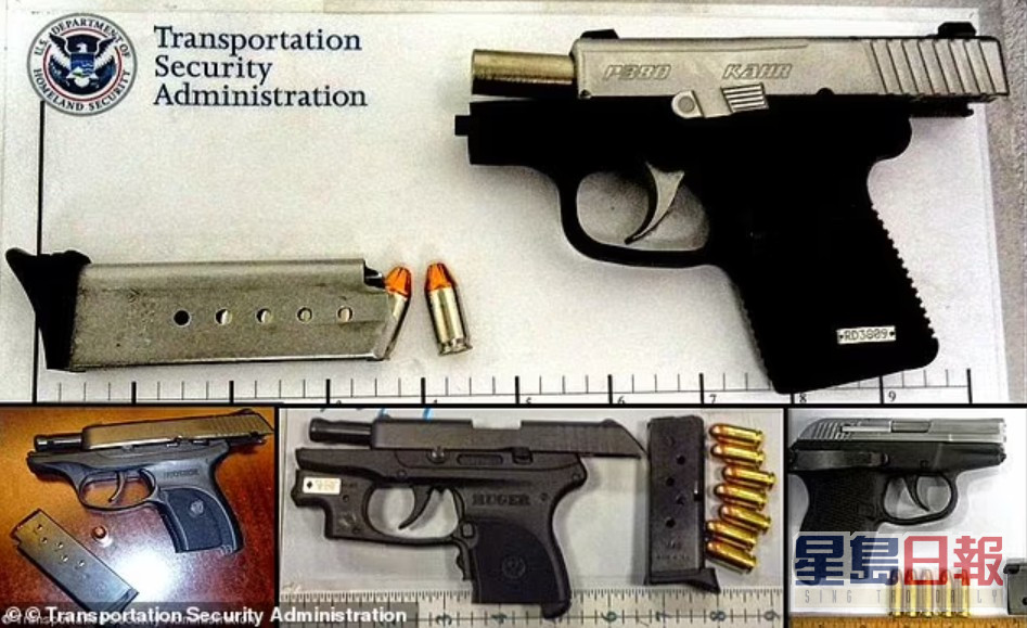 TSA检获的枪械。互联网图片