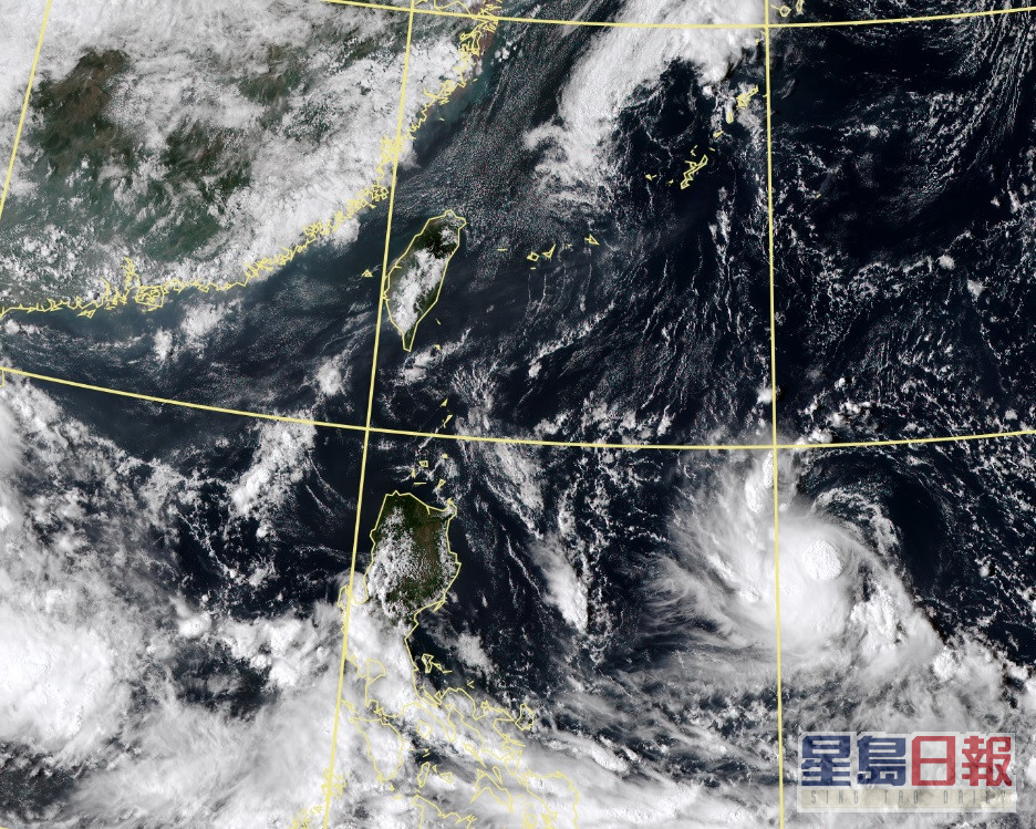 位于菲律宾以东海域的热带风暴环流不大。台湾中央气象局图片