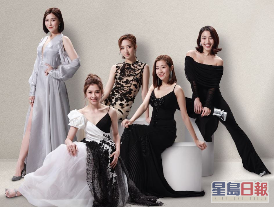 最佳女配角5强有刘佩玥（左起）、麦美恩、何依婷、陈自瑶及姜丽文。