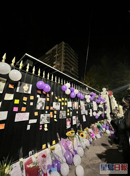 Fantagio昨晚在公司大樓停車場設置紀念場地，供粉絲到場悼念文彬。