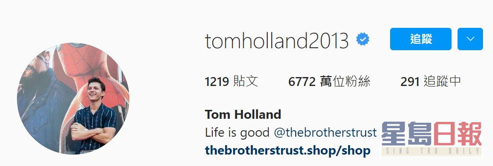 湯姆賀倫目前的IG粉絲人數高達6,772萬人。