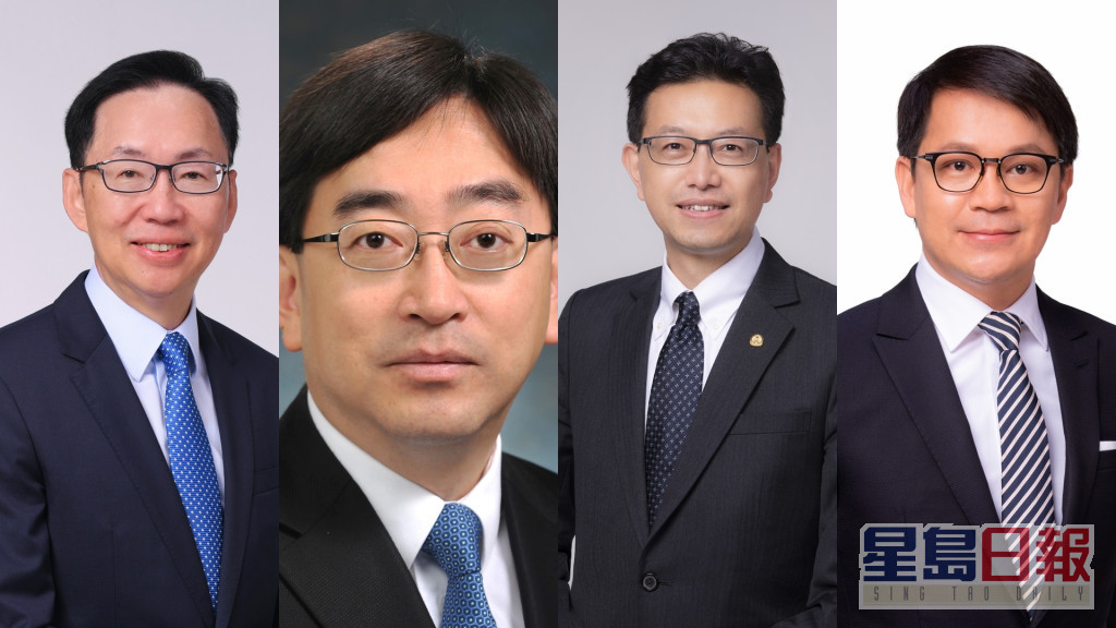 7名新加入成员，包括陈健波(左一)、高永文(左二)、吴秋北(右二)及陈克勤(右一)。政府新闻处图片