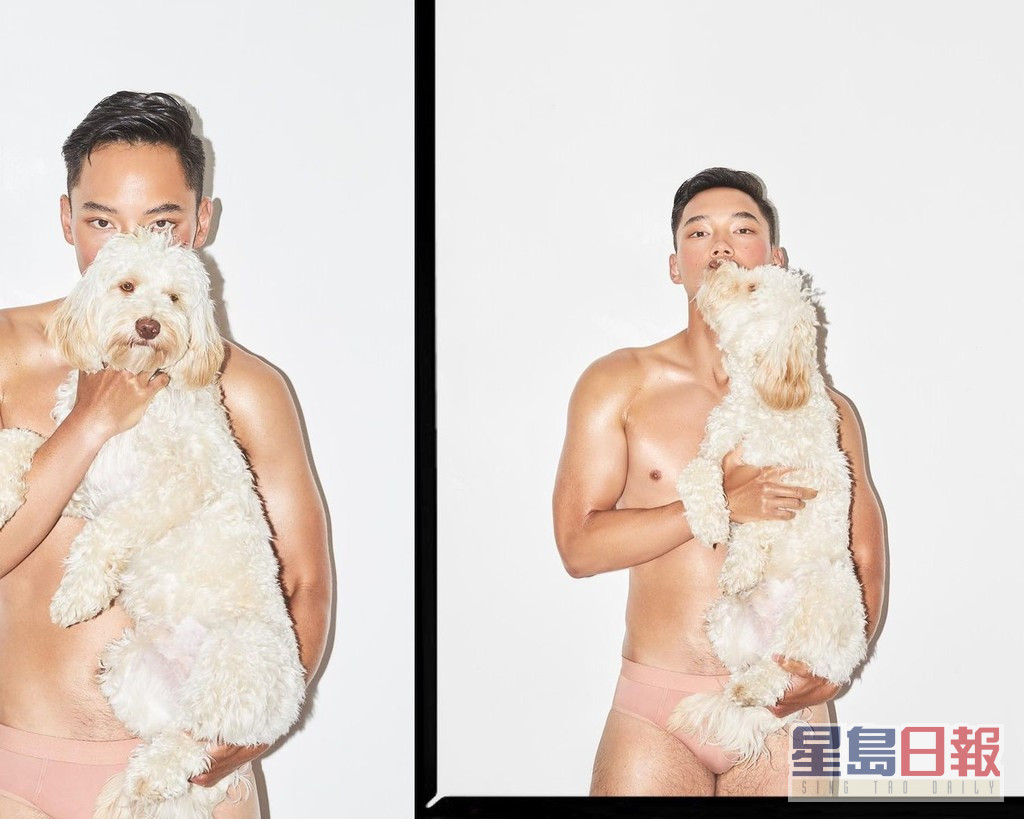 苗俊为国际品牌做Model，半裸上阵拍摄内裤广告。