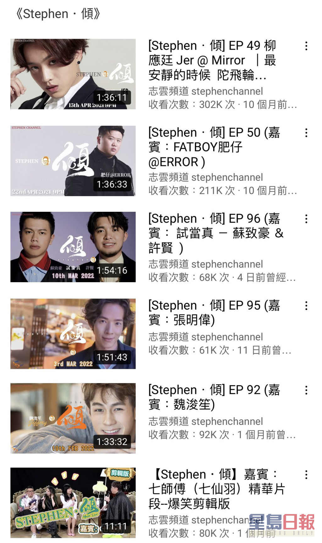 Stephen的频道访问过不少嘉宾，但TVB艺人就唔多见。
