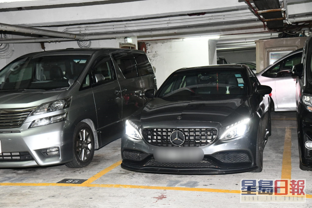 葵芳閣停車場深灰色平治私家車。