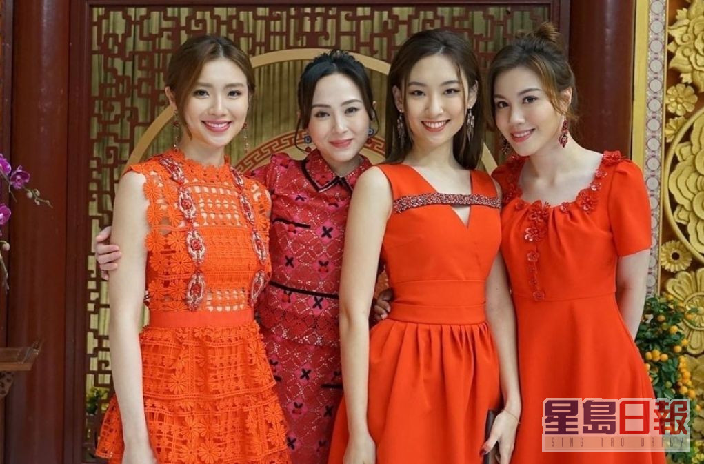 添上喜庆  梁凯晴、邵初、「最上镜小姐」杨培琳及宋宛颖着到红当当出席年初一的TVB贺年活动。
