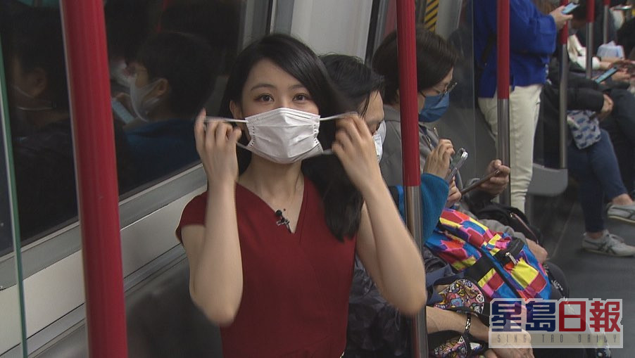 林婷婷自口罩令取消在港鐵中「除罩」現真身採訪，獲網民關注。