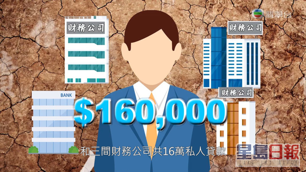 受害人陈先生欠下一间银行及三间财务公司共16万元。