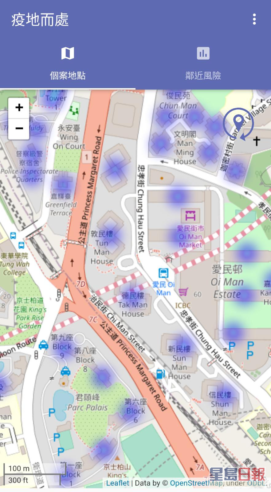 用户打开程序浏览地图，可对个案大厦分布一目了然。
