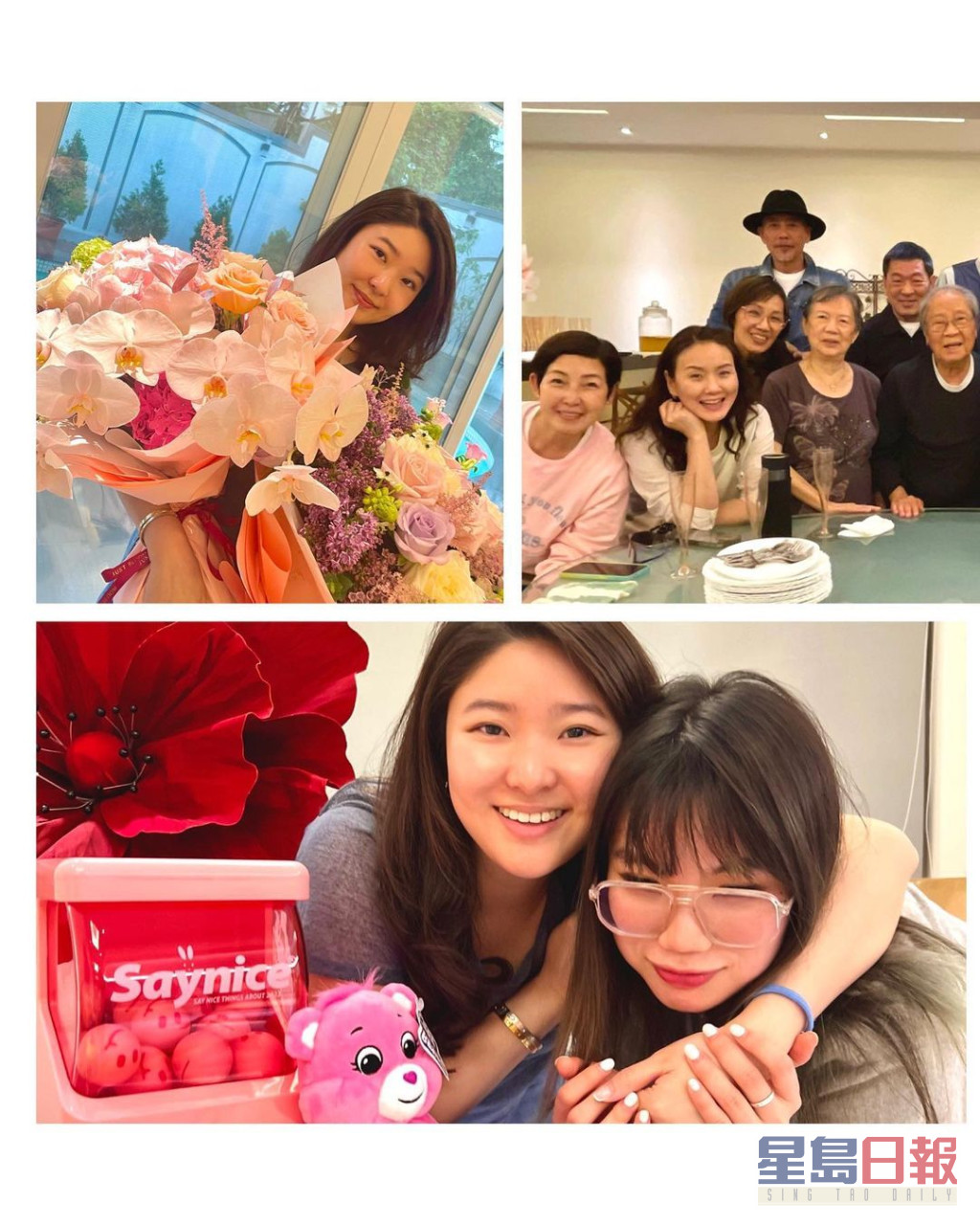韓馬利與丈夫杜燕歌、袁偉豪與太張寶兒、黎芷珊等藝人為Charmaine慶祝生日。