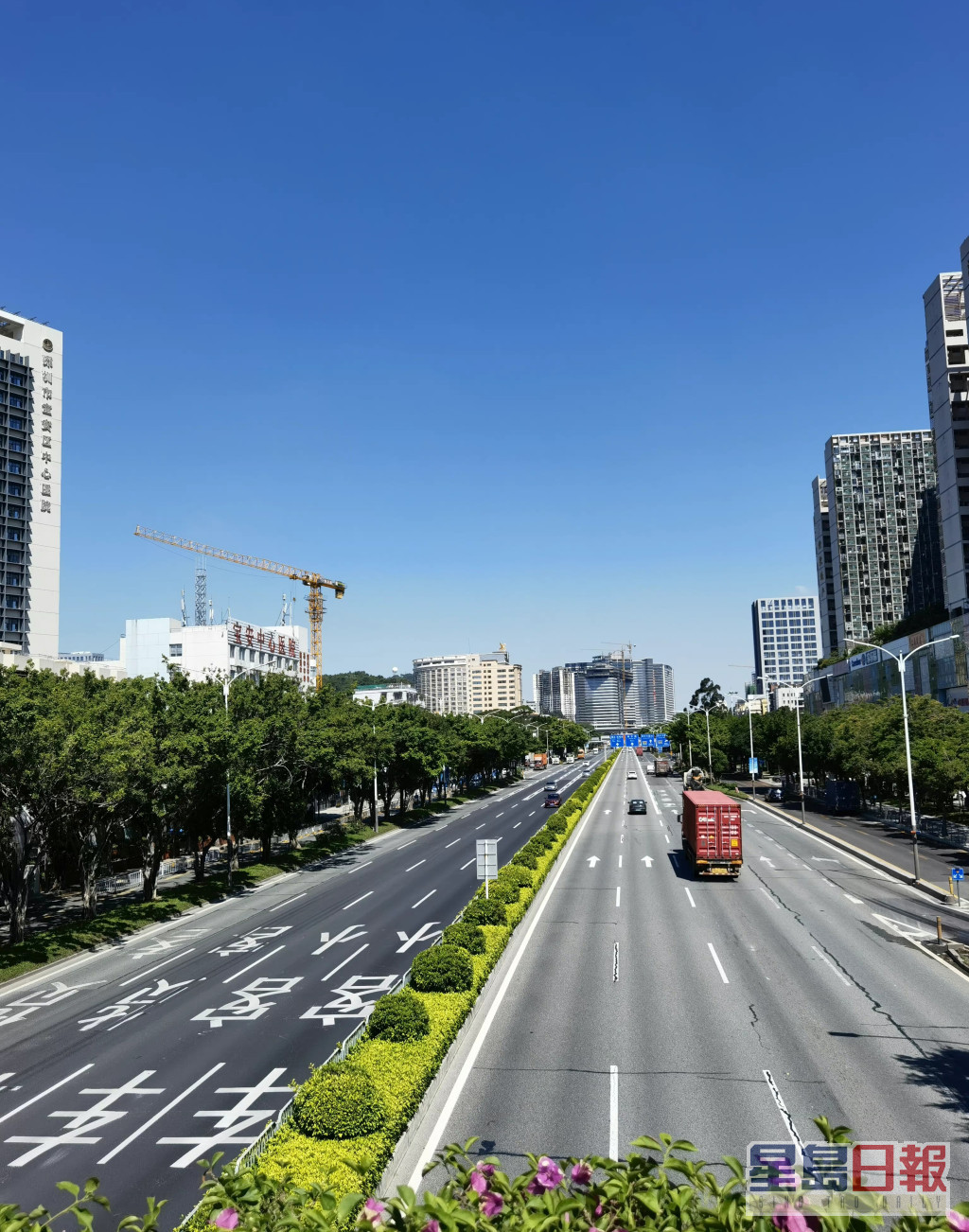 深圳市區馬路只有少數車行走，網上圖片
