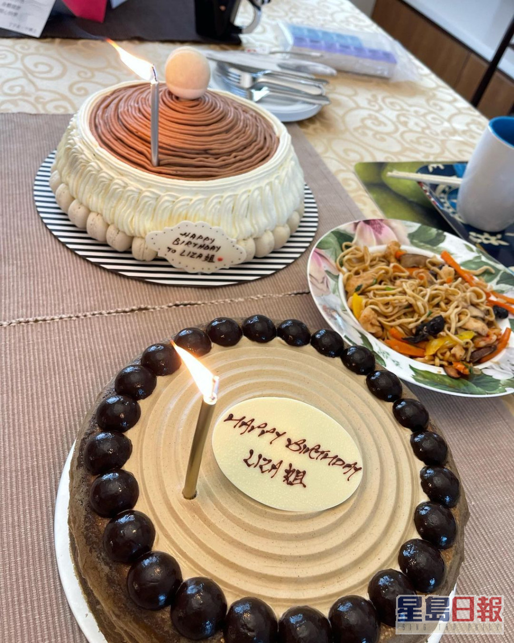 杨千嬅同丁子高送来生日蛋糕，好有阿姐心。
