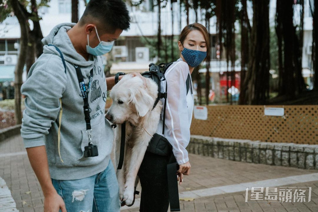 李旻芳曾每日孭住行动不便的狗狗散步。