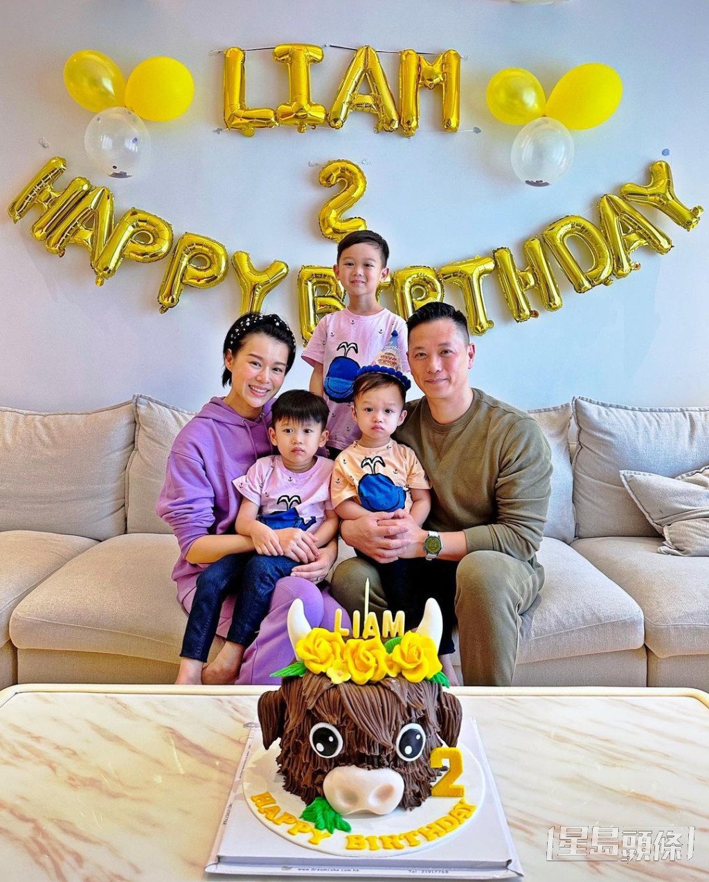 李乘德與胡杏兒上月為幼子Liam慶祝兩歲生日。