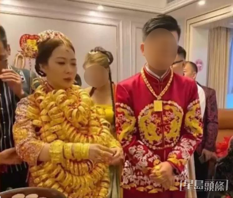 有網民指她十足人肉「金山」，好奇新娘是否能站穩。