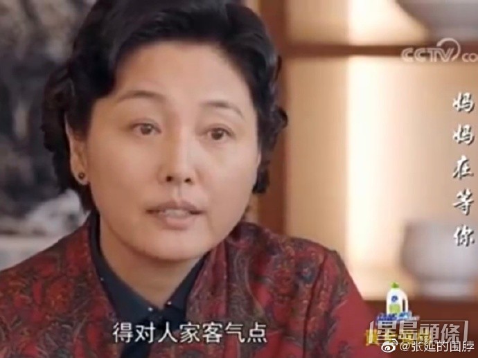張延在央視劇《媽媽在等你》中扮相老態。