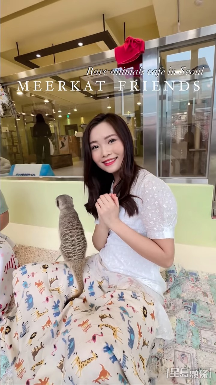 梁思齊與動物玩。
