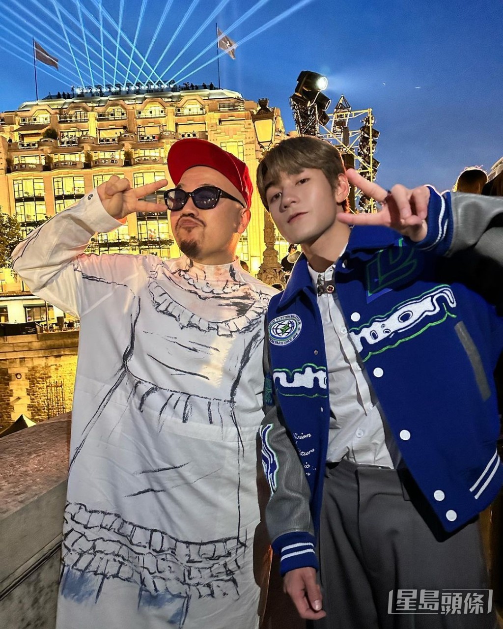 旅居英國的黃偉文也有到巴黎睇LV時裝騷。