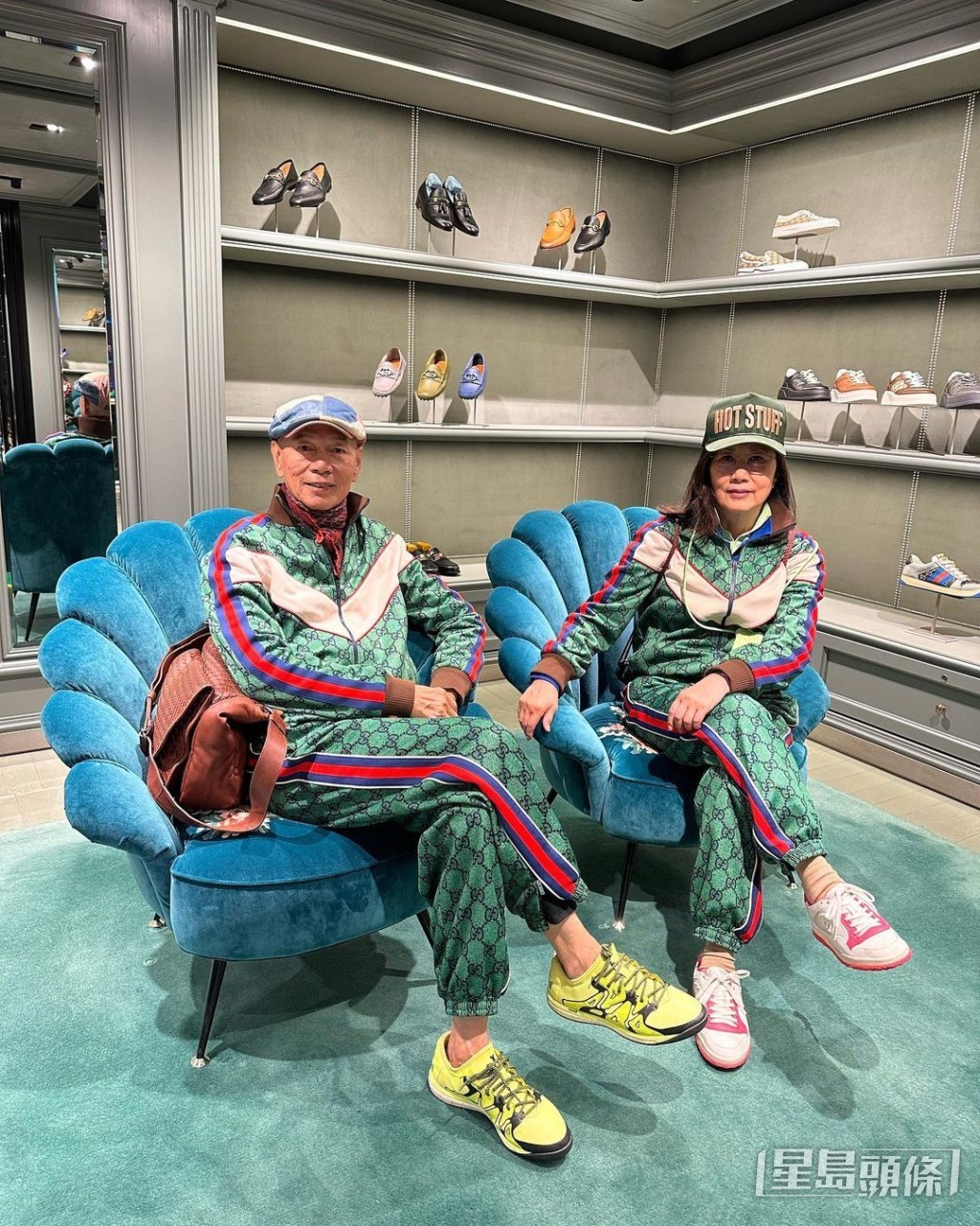 還在機場的Gucci打卡。