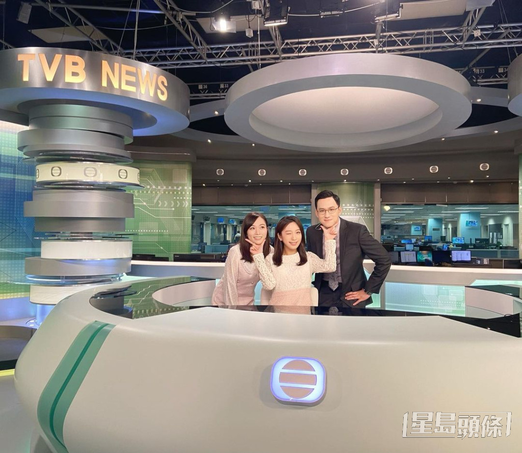 在TVB工作最後一天，與王倩荷及徐俊逸合影。