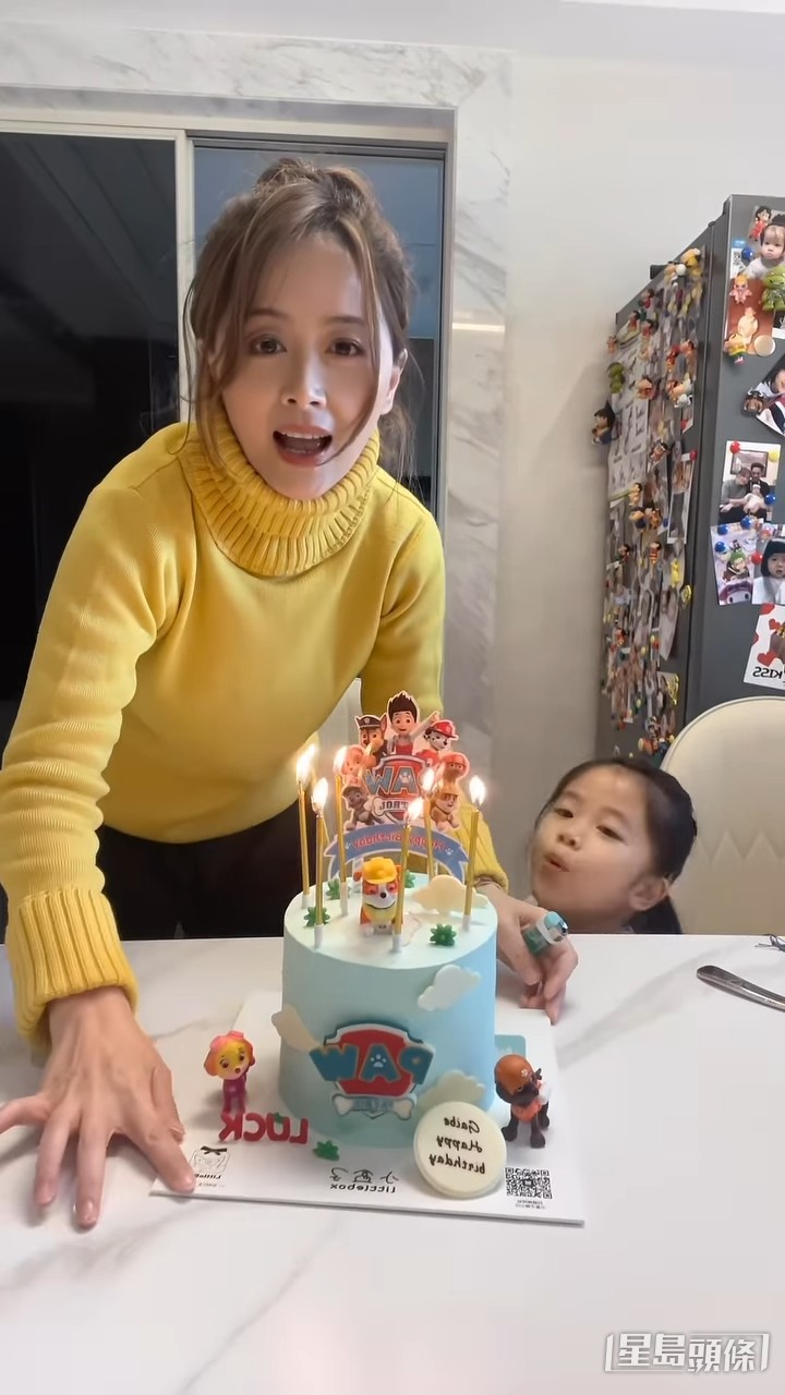 姚樂怡近日為女兒吳芊憧（Gaibe、乳名小雞髀）慶祝7歲生日。