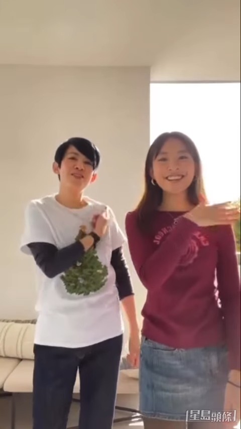 吳君如與囡囡陳是知一同拍跳舞片。