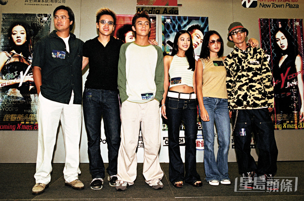 当年年仅21岁的Maggie Q（右二）伙拍陈冠希（左三）、冯德伦及李灿森等主演电影《特警新人类2》。