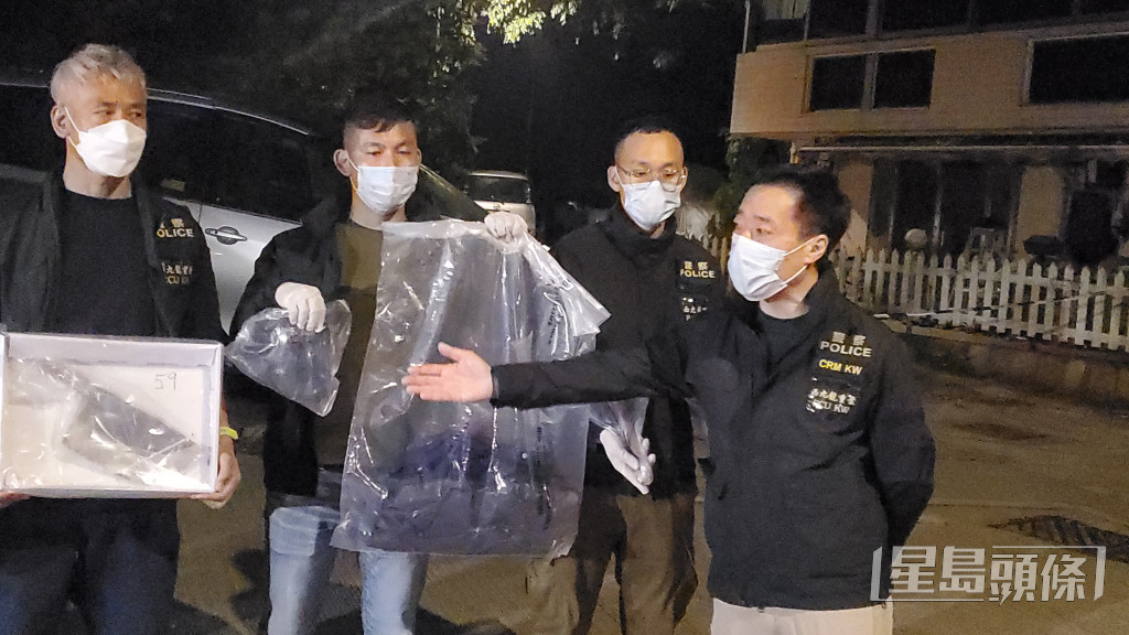 警方昨晚在大埔涉事现场检获大批证物。蔡楚辉摄