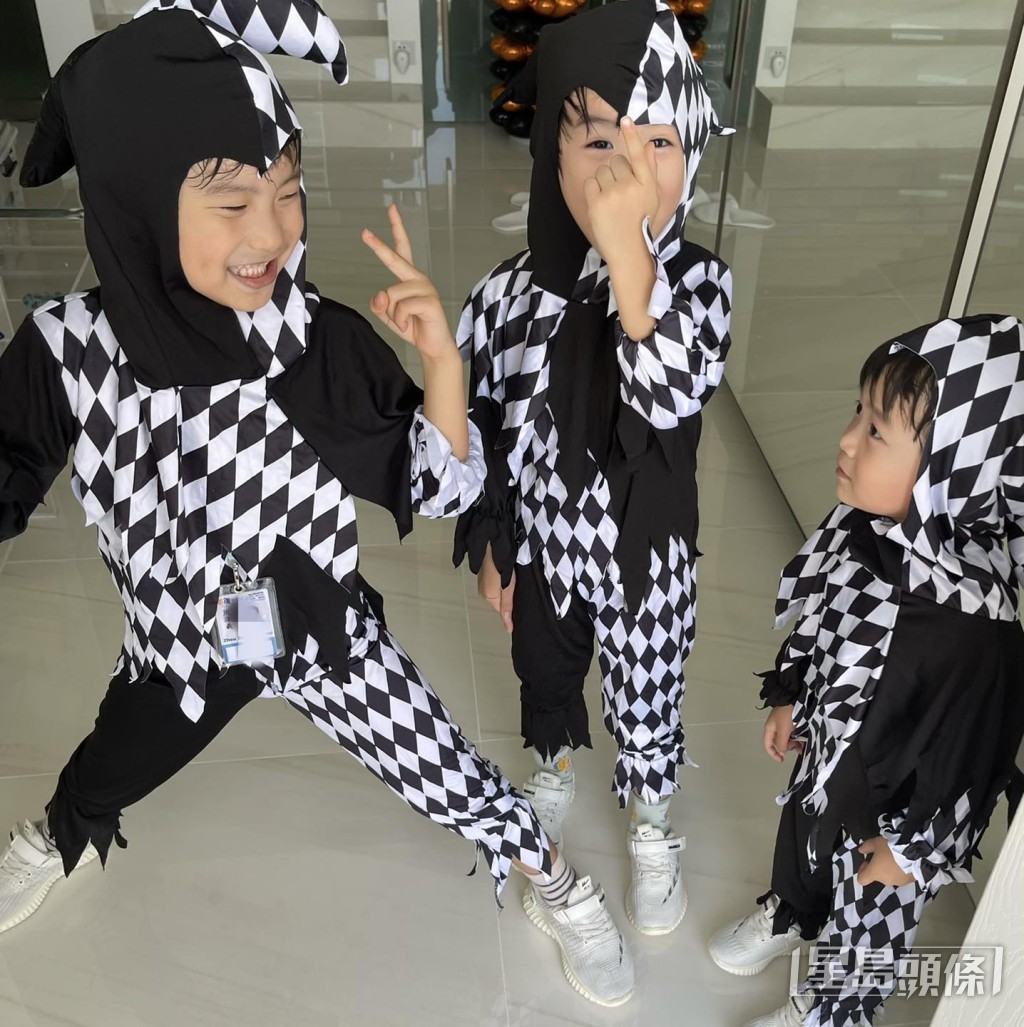 去年三個囝囝的halloween衣服，今年葉翠翠慳家重用。