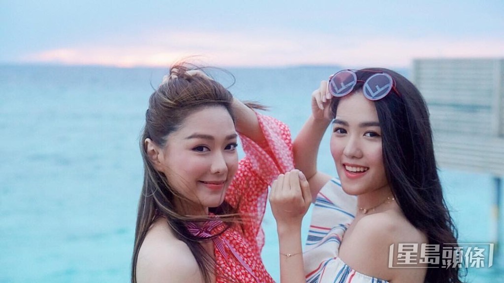 湯洛雯同妹妹湯樂瑤(右)感情深厚。