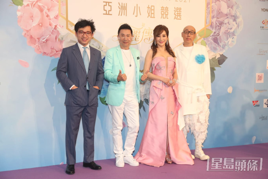 （右起）張學潤、羅霖及林作（左）曾一同為《亞洲小姐競選2021》決賽擔任大會評判。
