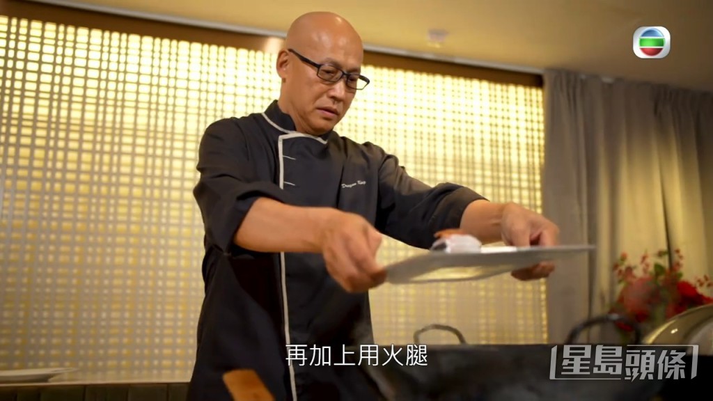 再加上火腿。