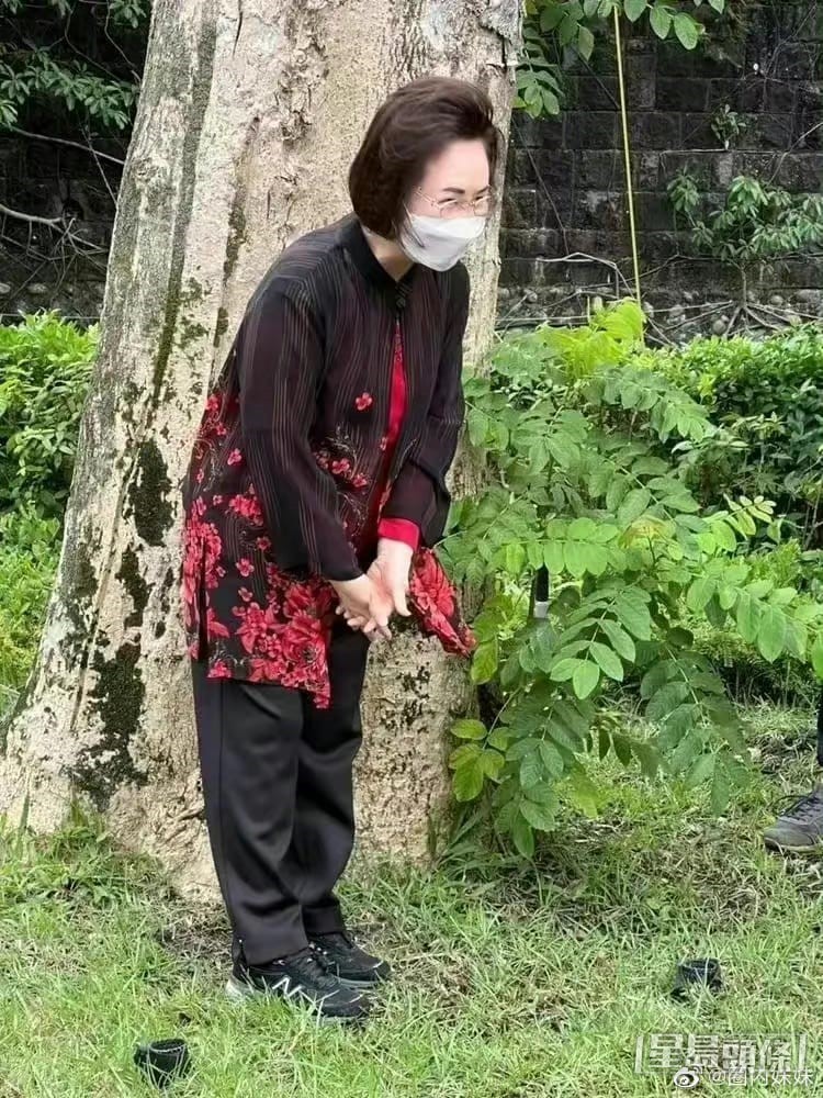 經歷喪夫之痛的瓊瑤,於活動上看到昔日與丈夫平鑫濤一起栽種的大樹都露出久違笑容,而瓊瑤精神亦都不錯。(微博圖片)