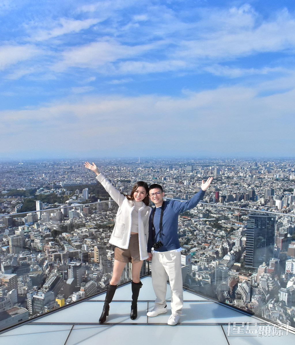 陳詩欣與老公在澀谷SKY上打卡。  ​