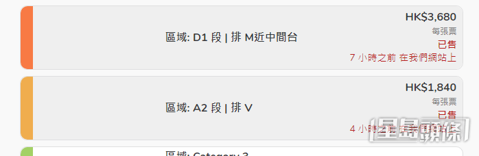 有逾3,000元的黃牛門票已經售出。