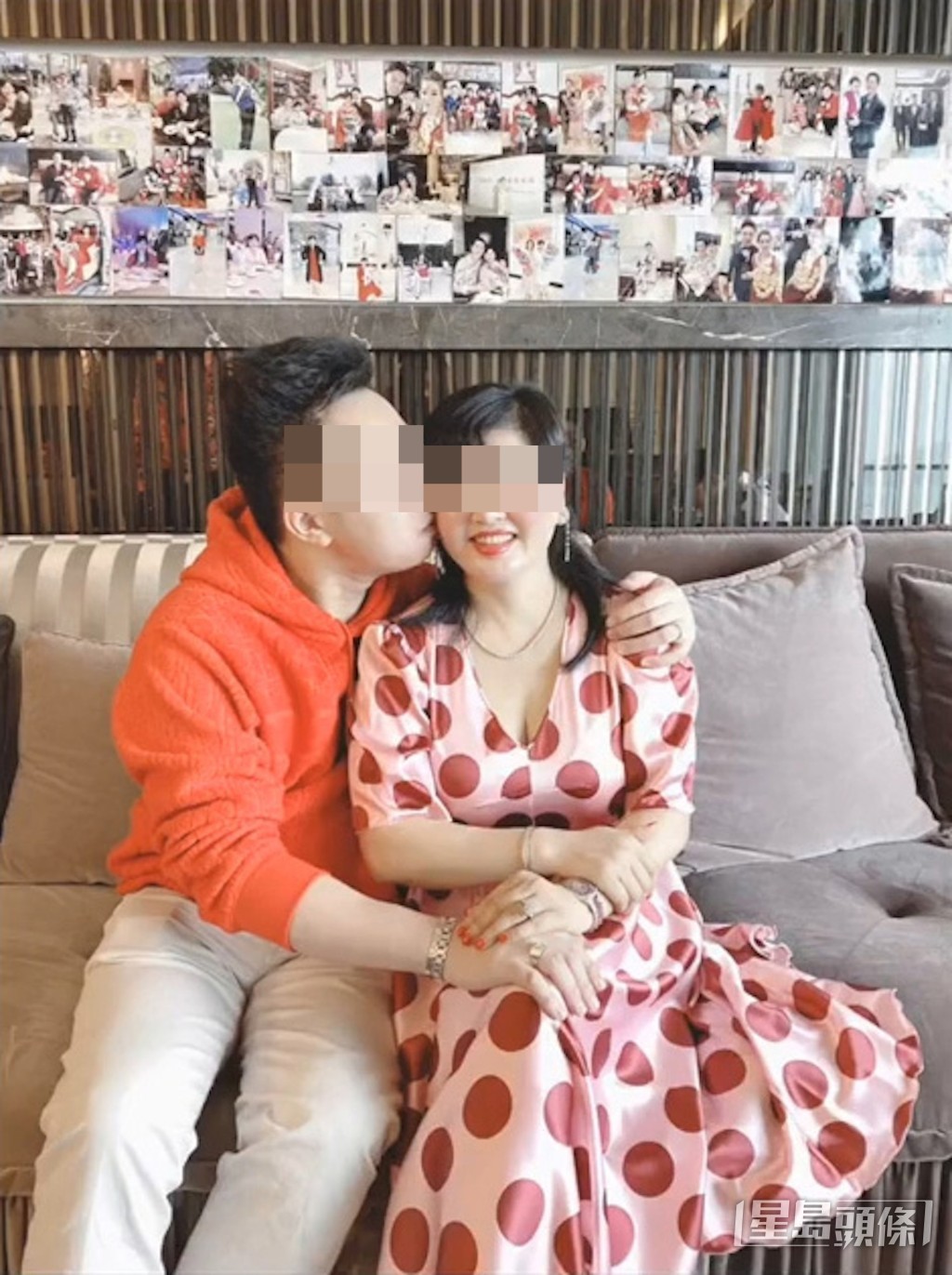 女婿Chris锡锡五姐面颊，足证二人亲如母子。