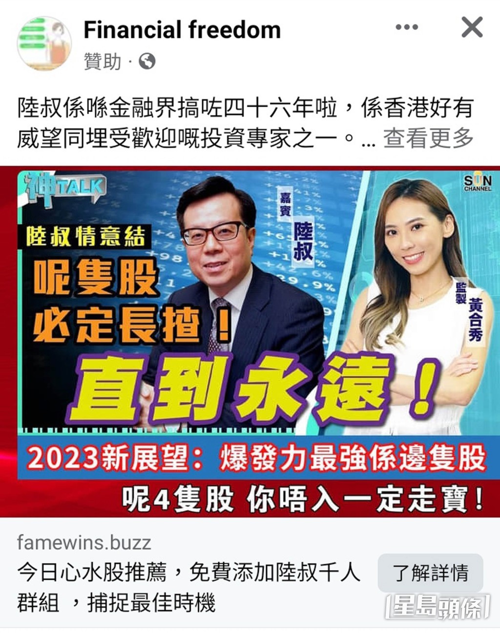 陸叔呼籲千萬不要輕信網上平台推銷的不明投資程式。(網上圖片)