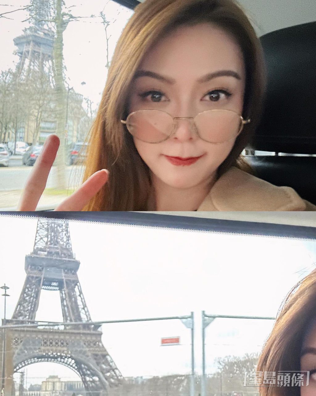 薛凯琪影巴黎铁塔日景。
