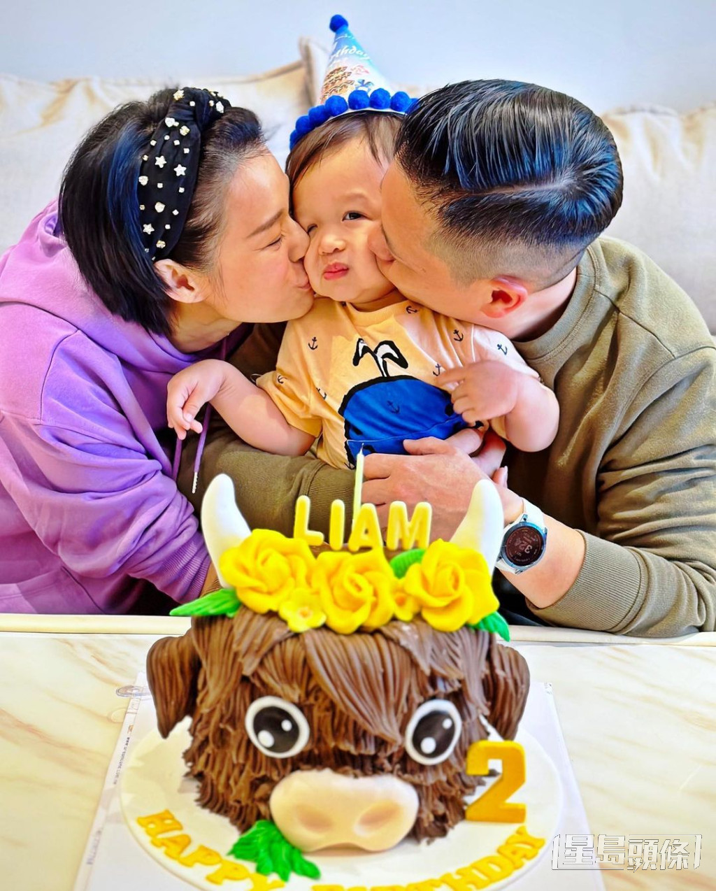 李乘德与胡杏儿上月为幼子Liam庆祝两岁生日。