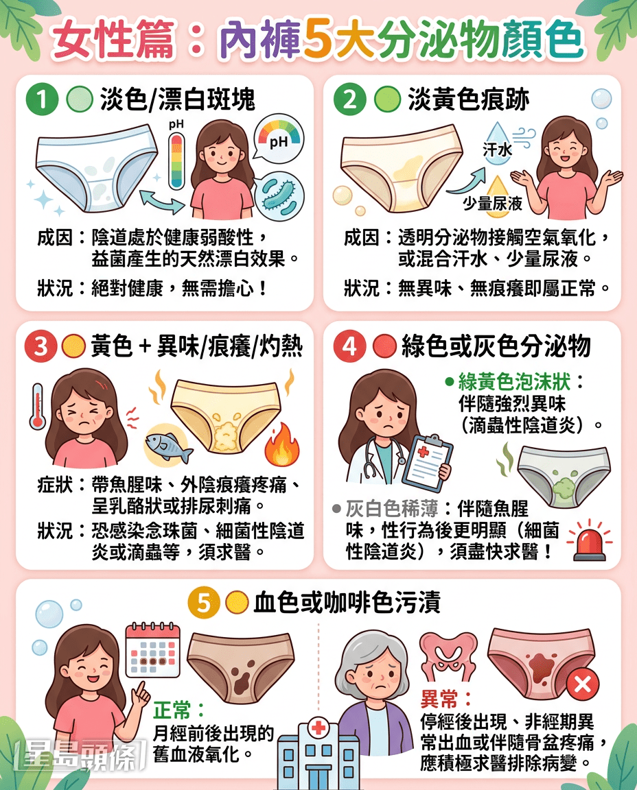女性篇:内裤5大分泌物颜色 女性篇:内裤5大分泌物颜色