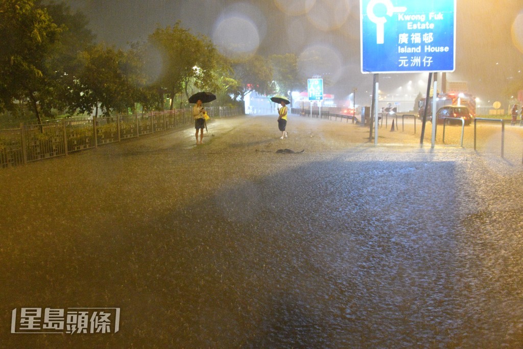 大埔廣福邨附近水浸。伍明輝攝 大埔廣福邨附近水浸。伍明輝攝