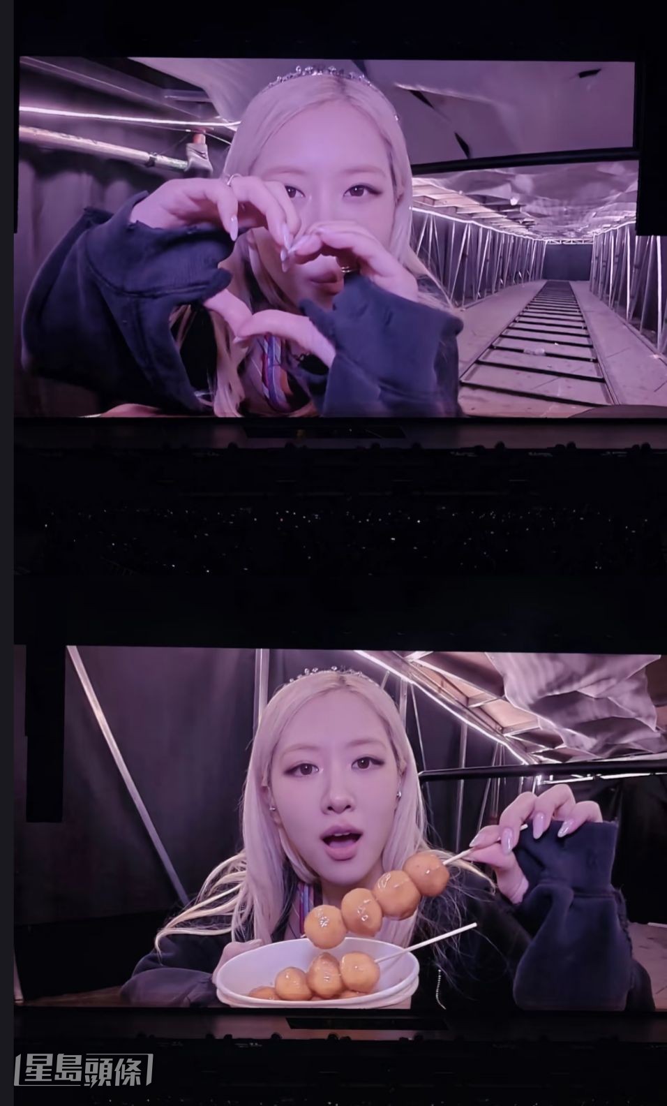 Rosé在尾場試食咖哩魚蛋。