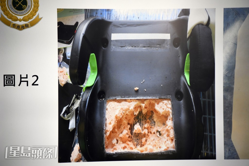 不法份子利用座椅底部藏毒。楊偉亨攝 不法份子利用座椅底部藏毒。楊偉亨攝