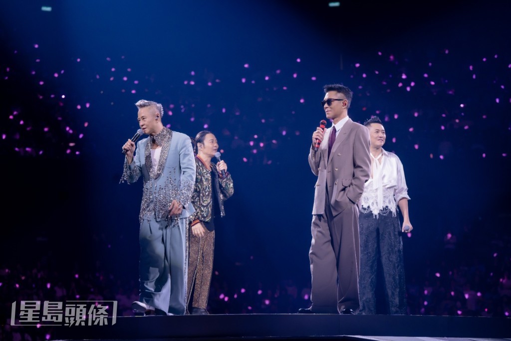 他們合唱30年前,古天樂為草蜢MV做男主角的歌曲《原諒我是我》。 他們合唱30年前,古天樂為草蜢MV做男主角的歌曲《原諒我是我》。