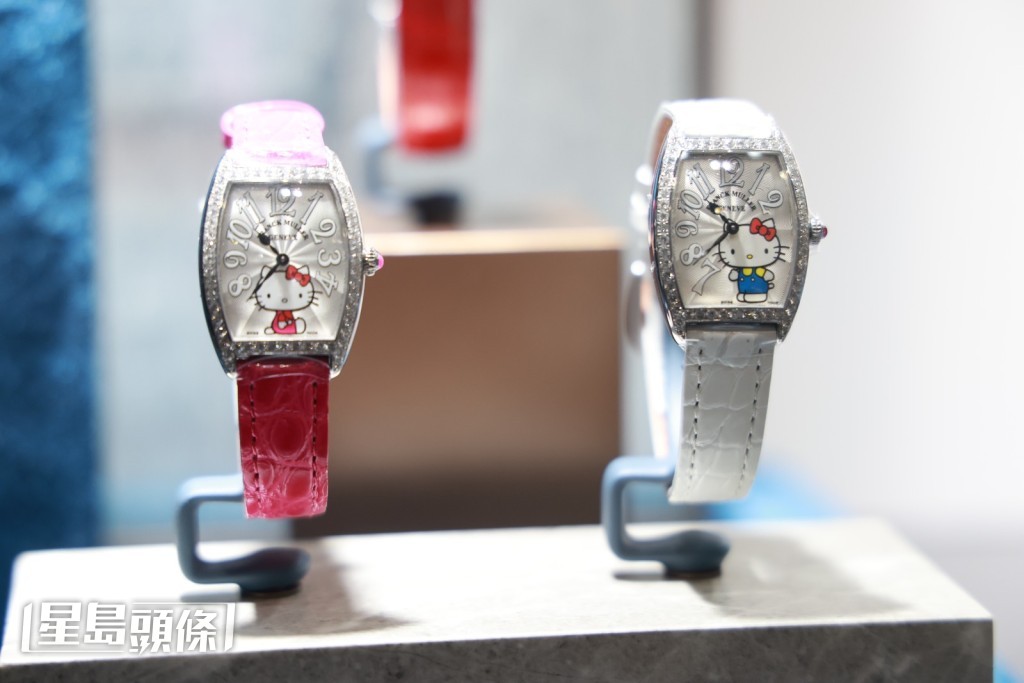 Franck Muller與Hello Kitty獨家聯乘系列,造型充滿童趣魅力。 Franck Muller與Hello Kitty獨家聯乘系列,造型充滿童趣魅力。