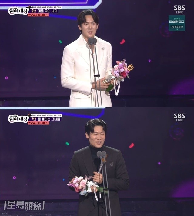 柳演錫及陳善圭獲頒新人獎。 柳演錫及陳善圭獲頒新人獎。