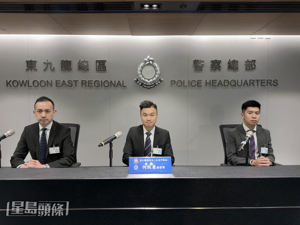 警方交代案情。梁國峰攝 警方交代案情。梁國峰攝