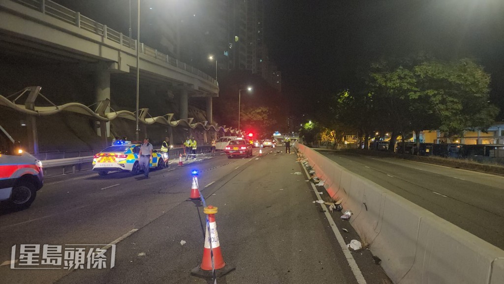 香港仔發生貨車「自炒」車禍，司機不顧而去。黎志偉攝