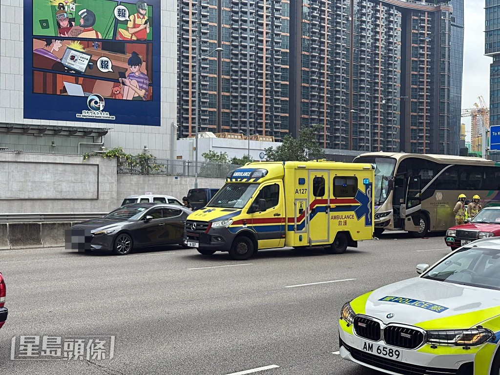 太子道東發生六車串燒車禍。譚智成攝 太子道東發生六車串燒車禍。譚智成攝