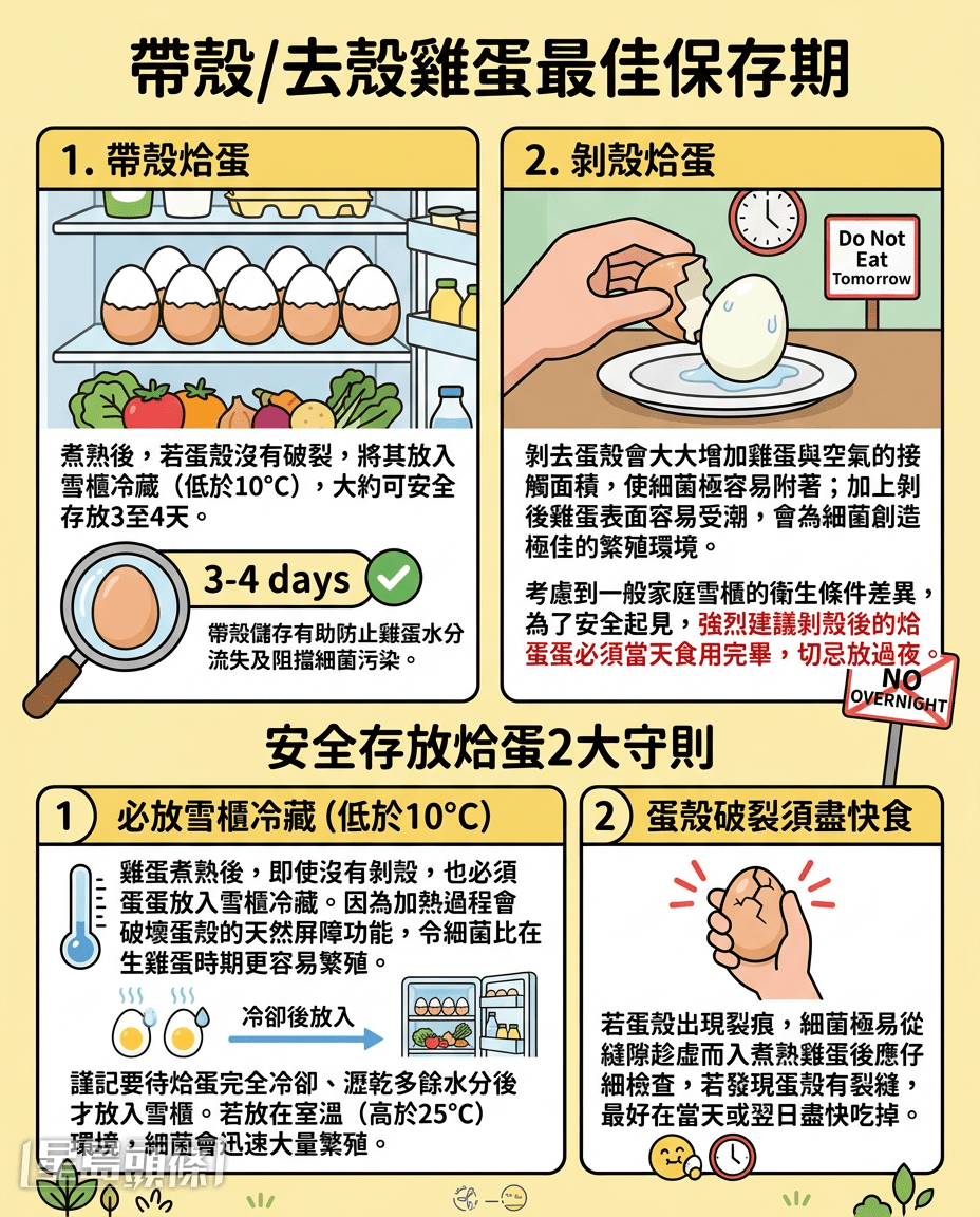 帶殼/去殼雞蛋最佳保存期 帶殼/去殼雞蛋最佳保存期